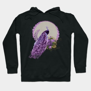 Wonderful peacock and flowers in purple colors Hoodie